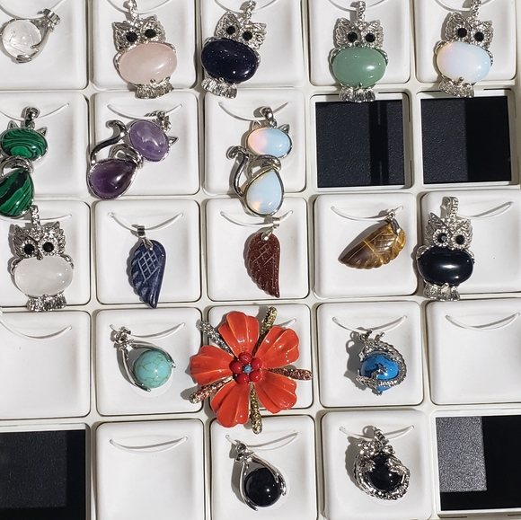 Pendants and Flower Pin - Picture 1 of 5